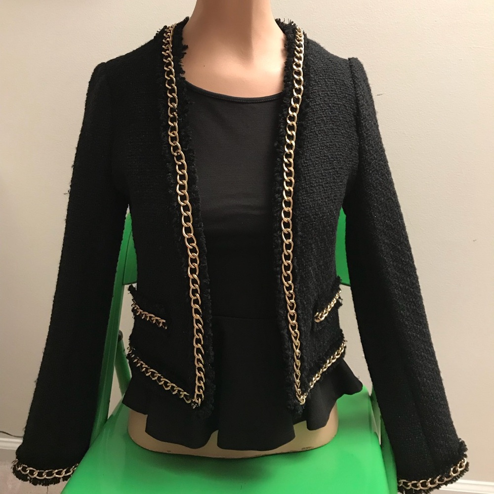 🆕NEW NWT Forever21 Fancy Black Open Blazer